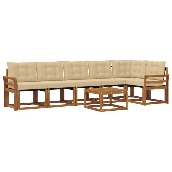 vidaXL Utomhussoffset med kudde 7 pcs Naturlig och Beige Begränsad tid