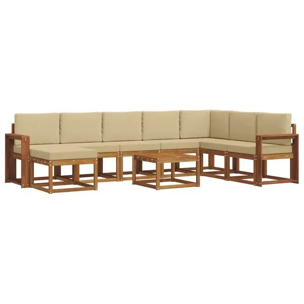 Extra rabatt vidaXL Utomhussoffset med kudde 9 pcs Naturlig och Beige