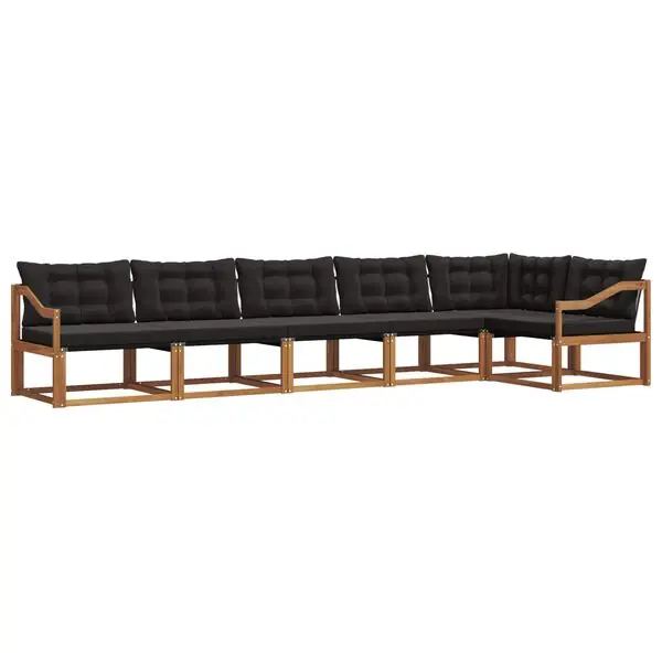 vidaXL Utomhussoffset med kudde 6 pcs Naturlig och svart Extra rabatt