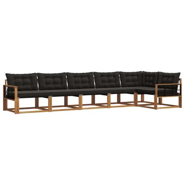 Billig vidaXL Utomhussoffset med kudde 6 pcs Naturlig och svart