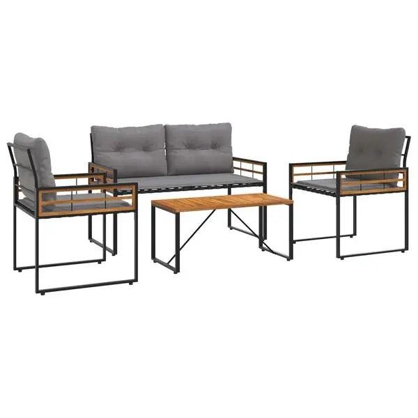 Utförsäljning vidaXL Utemöbelset med kudde 4 pcs Ljusgrå