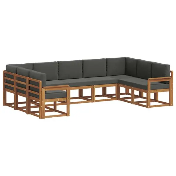 Erbjudande vidaXL Utomhussoffset med kudde 9 pcs Naturlig och Antracit