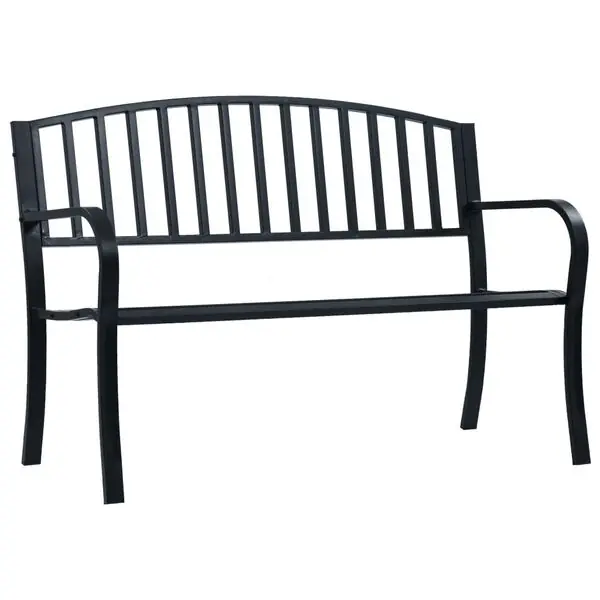 vidaXL Trädgårdsbänk 125 cm svart stål risnedsättning