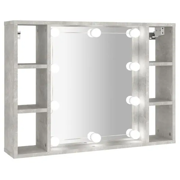 vidaXL Spegelskåp med LED betonggrå 76x15x55 cm Rabatter