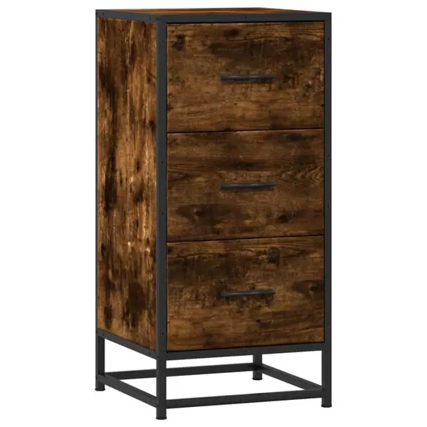 vidaXL Skänk rökfärgad ek 35,5x35x76 cm konstruerat trä och metall Kundfavorit