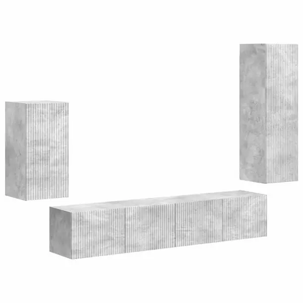 Begränsad tid vidaXL TV-bänkset Väggmonterad 4 pcs Betonggrå Konstruerat trä
