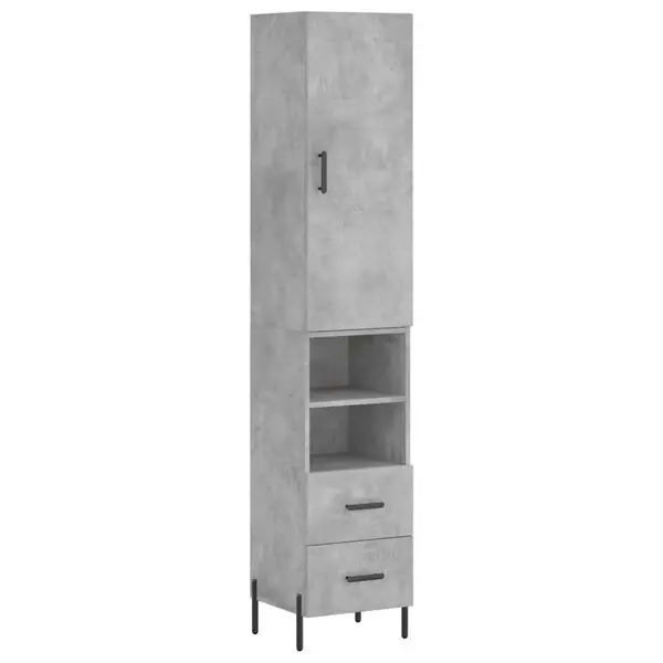vidaXL Högskåp betonggrå 34,5x34x180 cm konstruerat trä Begränsat erbjudande
