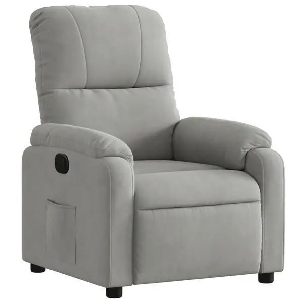 vidaXL Reclinerfåtölj ljusgrå mikrofibertyg Billig