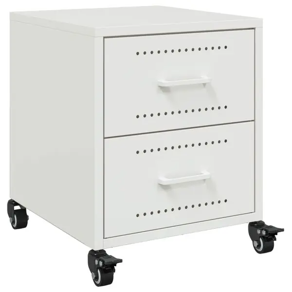 vidaXL Sängbord vit 36x39x43,5 cm stål Lägg i varukorgen
