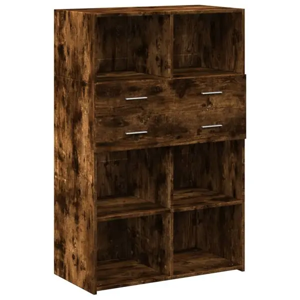 Kampanj vidaXL Högskåp rökfärgad ek 80x42,5x124 cm konstruerat trä