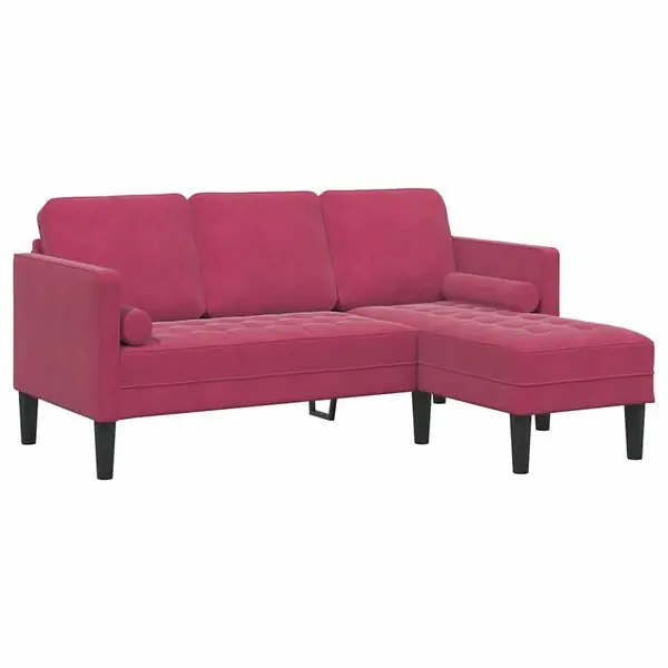 Sänkt pris vidaXL Soffset med kudde Vinröd Polyester