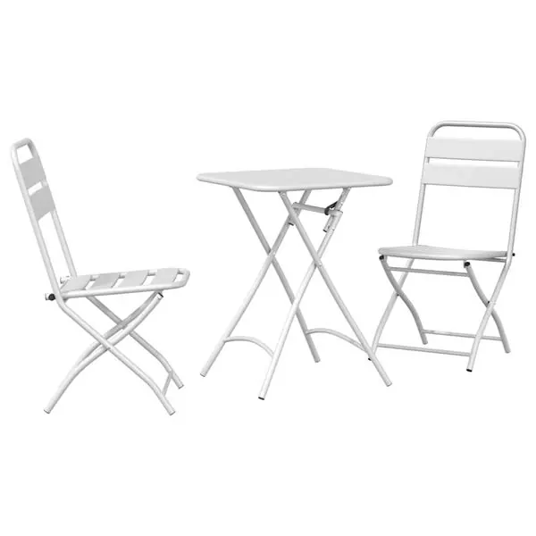 vidaXL Bistroset 3 pcs Vit Stål I lager