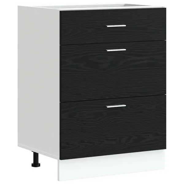 Sänkt pris vidaXL Köksunderskåp Svart Ek 60 x 46 x 81,5 cm Konstruerat trä