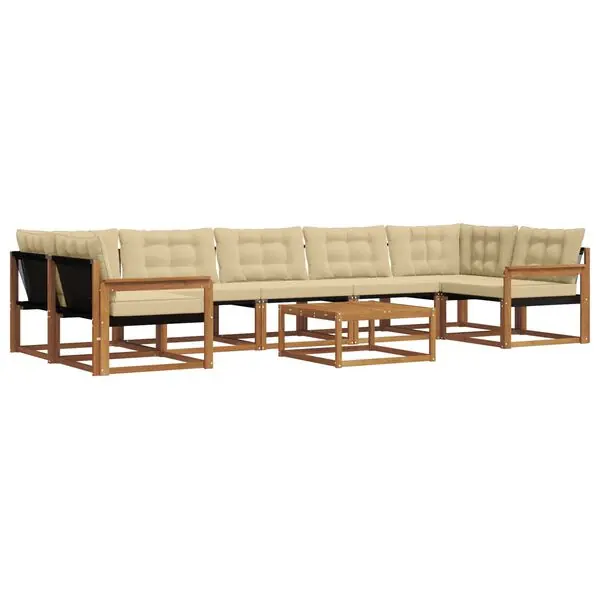 Billigare vidaXL Utomhussoffset med kudde 8 pcs Naturlig och Beige
