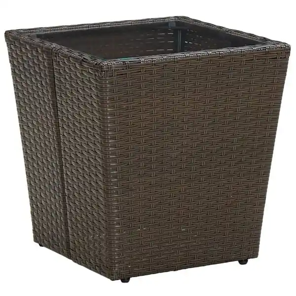 Beställ idag vidaXL Tebord brun 41,5x41,5x44 cm konstrotting och härdat glas