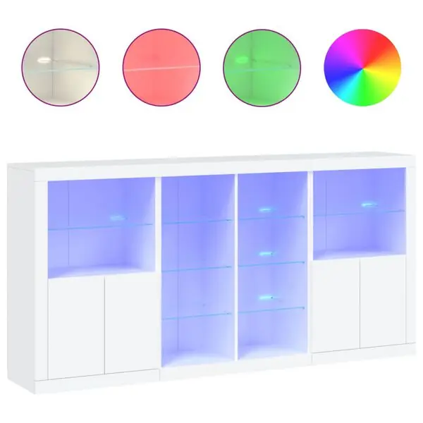 vidaXL Skänk med LED-belysning vit 202x37x100 cm Extra rabatt