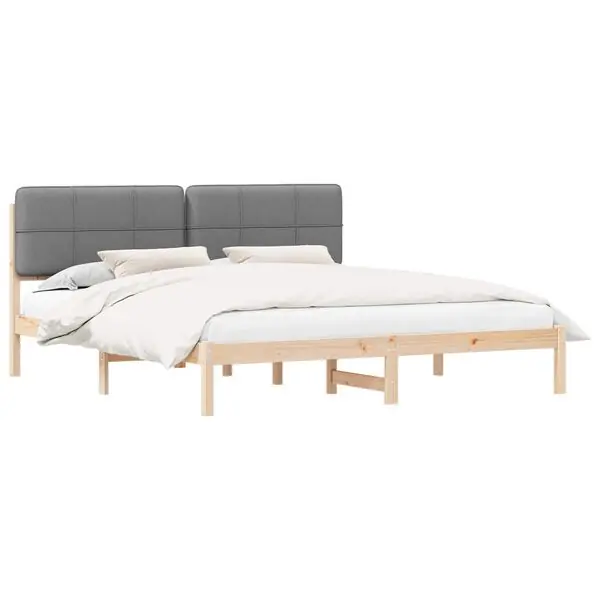 vidaXL Sängram med Klädd Huvudgavel Ljusgrå 180 x 200 cm Massiv furu Erbjudandepris