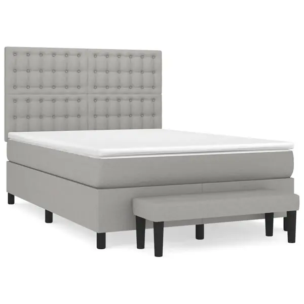 vidaXL Ramsäng med madrass ljusgrå 140x190 cm tyg Snabb frakt