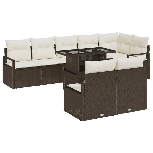 Endast denna vecka vidaXL Trädgårdsoffset med lagring 9 pcs Brun Poly rattan
