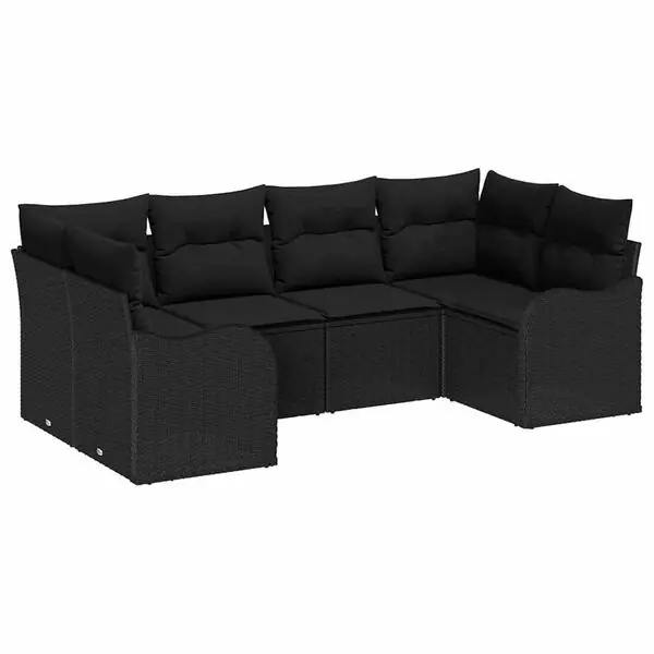 Expressleverans vidaXL Trädgårdsoffset med lagring 6 pcs Svart Poly rattan