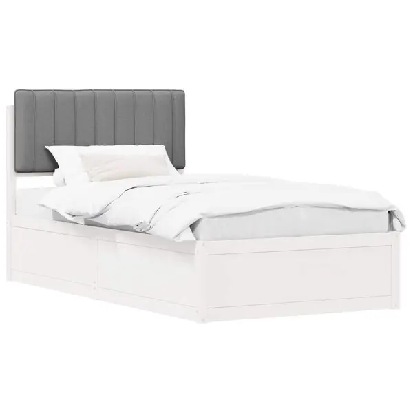 Snabb frakt vidaXL Sängram med Klädd Huvudgavel Ljusgrå 100 x 200 cm Massiv furu