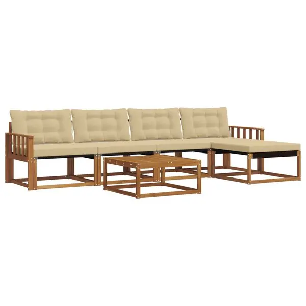 vidaXL Utomhussoffset med kudde 6 pcs Naturlig och Beige Säker betalning