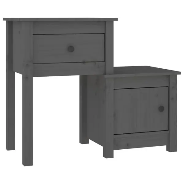Lågt pris vidaXL Sängbord grå 79,5x38x65,5 cm massiv furu