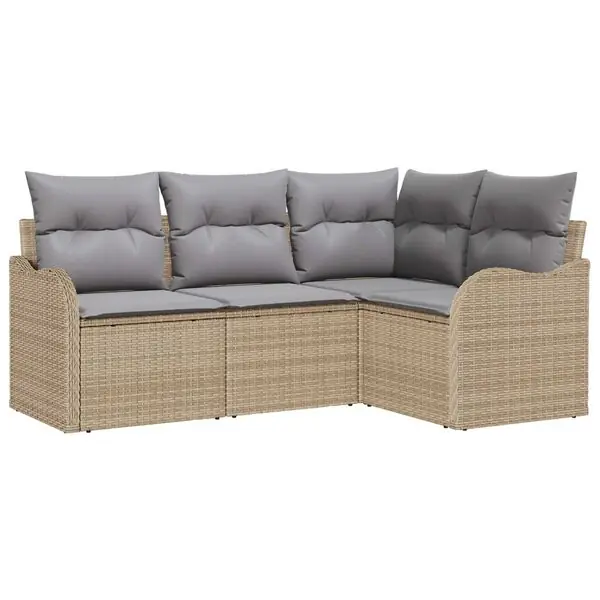Säker betalning vidaXL Trädgårdsoffset 4 pcs Beige konstrotting