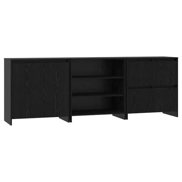 vidaXL Sideboard 3 pcs Svart Ek 70 x 41 x 75 cm Konstruerat trä Populär
