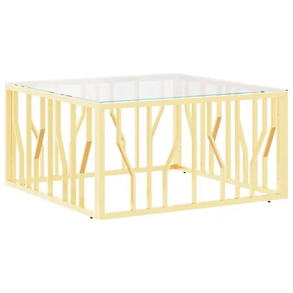 vidaXL Soffbord guld 80x80x40 cm rostfritt stål och glas Expressleverans