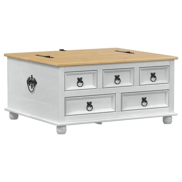 vidaXL storage box med låda med hylla Vit 90 x78 x 45 cm Massiv furu Kampanj