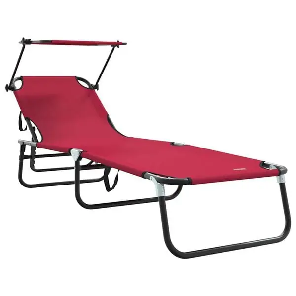 vidaXL Hopfällbar solstol Röd 190 x 57 x 81 cm oxford Nedsatt pris