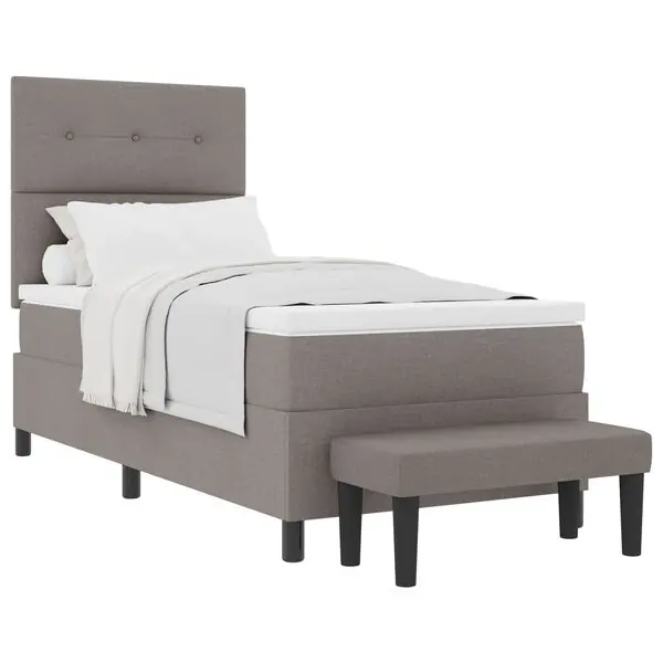 Fynd vidaXL Bäddfjäder med kudde med huvudgavel Taupe 90 x 200 cm tyg