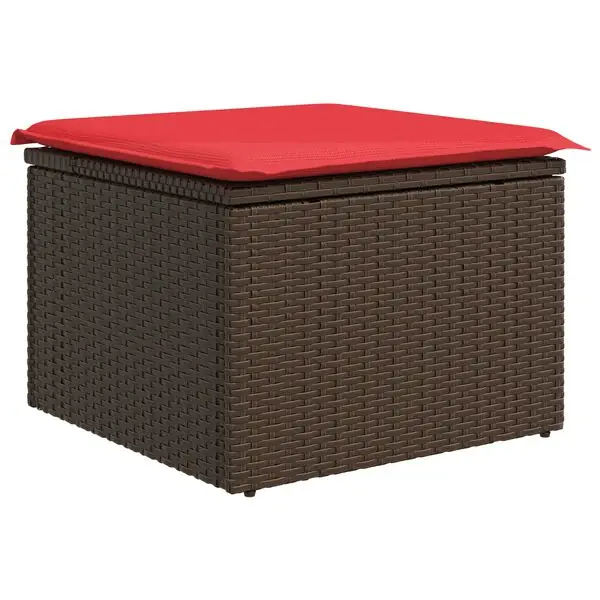 Kundfavorit vidaXL Trädgårdspall med dyna brun 55x55x37 cm polyrotting