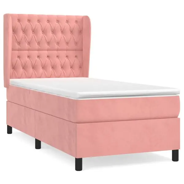 Fynd vidaXL Ramsäng med madrass rosa 80x200 cm sammet