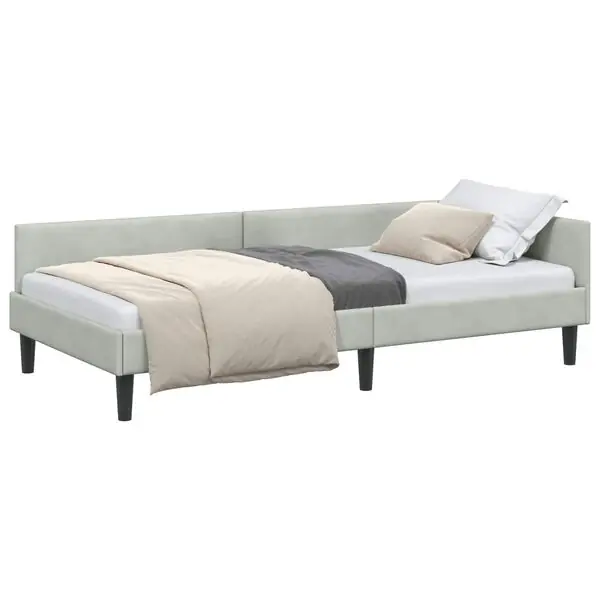 vidaXL Hörn Sängram med huvudgavel Ljusgrå 80 cm x 200 cm Sammet Bästa pris
