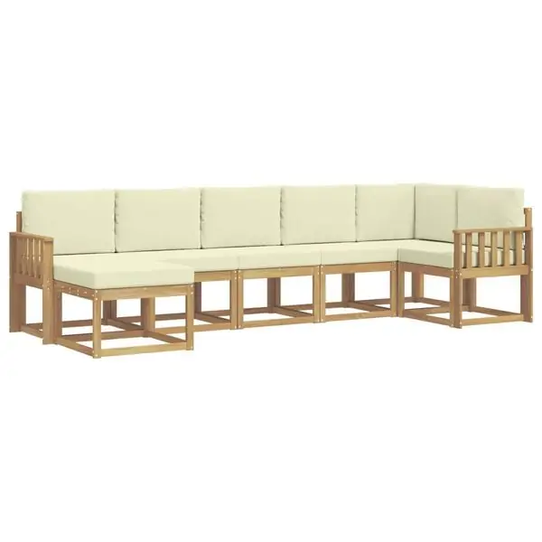 vidaXL Utomhussoffset med kudde 7 pcs Vit och grädde Polyester Outlet