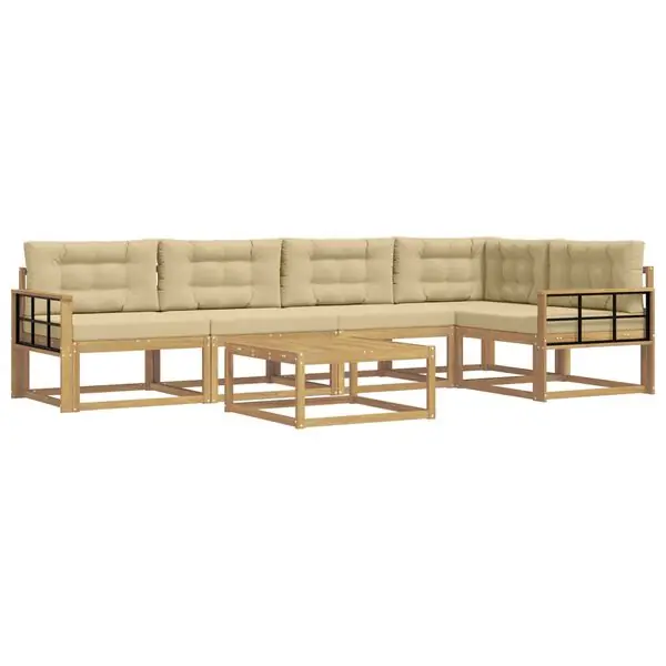 vidaXL Utomhussoffset 6 pcs Vit och Beige 79 x 79 x 37 cm Polyester Rea