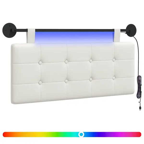 vidaXL Hängande sänggavel Med LED-lampa Vit Konstläder Erbjudande