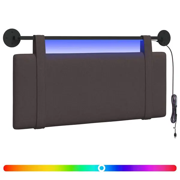 vidaXL Hängande sänggavel Med LED-lampa Mörkbrun Tyg Nedsatt pris
