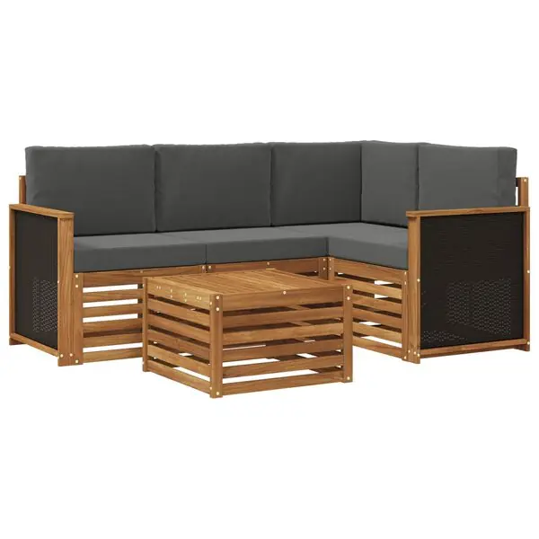 vidaXL Utomhussoffset 5 pcs Naturlig och Antracit 59 x 59 x 37 cm Rea