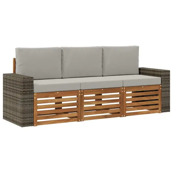 vidaXL Soffgrupper med kudde 3 pcs Massivt Akaciaträ Fynd