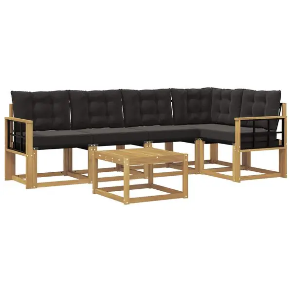 vidaXL Utomhussoffset med kudde 6 pcs Vit och svart Fynd