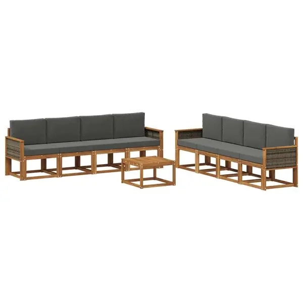 vidaXL Utomhussoffset med kudde 7 pcs Naturlig och Antracit Begränsat erbjudande