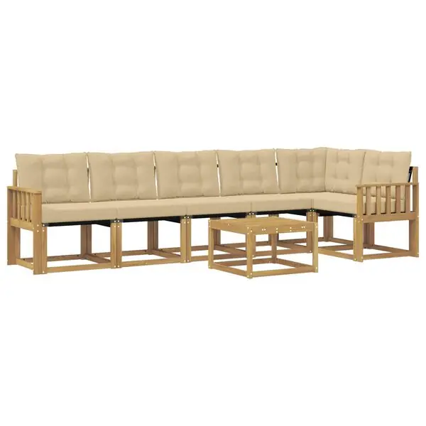 Fynd vidaXL Utomhussoffset med kudde 7 pcs Vit och Beige