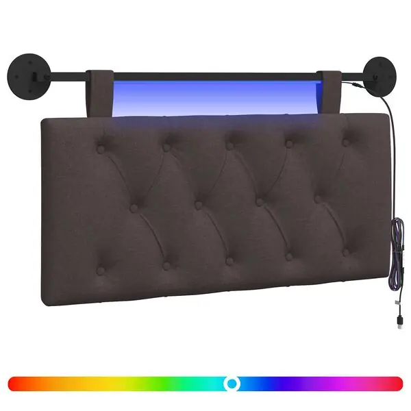 vidaXL Hängande sänggavel Med LED-lampa Mörkbrun Tyg Erbjudande