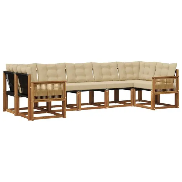 Populär vidaXL Utomhussoffset med kudde 7 pcs Naturlig och Beige