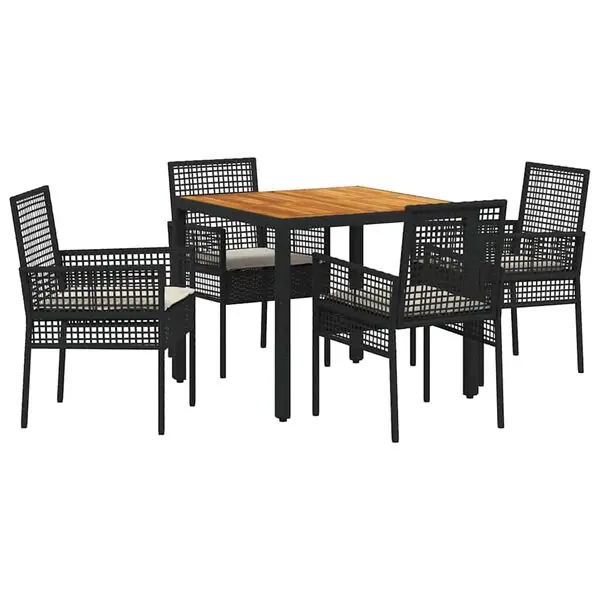 Bästa pris vidaXL Trädgårdsmöbelset 5 pcs Svart konstrotting