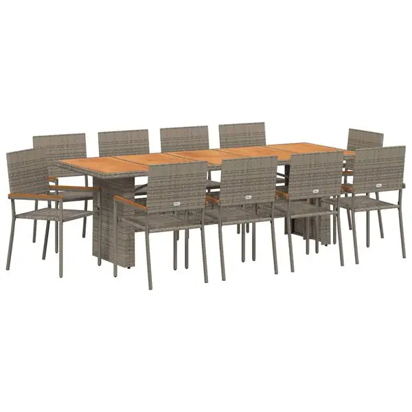 I lager vidaXL Trädgårdsmöbelset 11 pcs Grå konstrotting