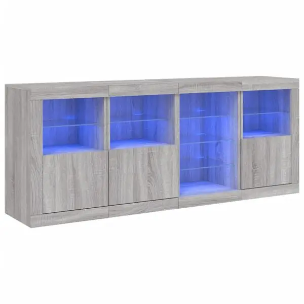 vidaXL Skänk med LED-belysning grå sonoma 164x37x67 cm Nyhet